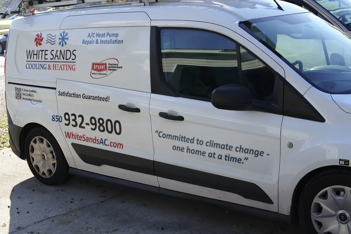 White Sands Work Van facing to the right | White Sands Cooling and Heating
