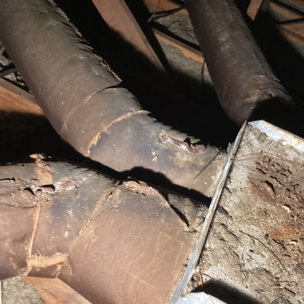 old-duct-work | White Sands Cooling and Heating Old deteriorating ductwork in a Pensacola attic